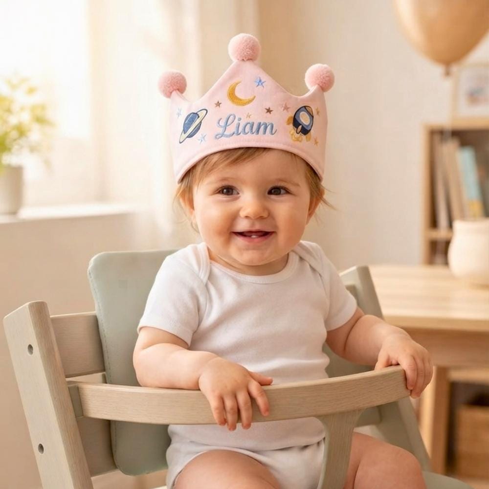 Personalized Astronaut Birthday Crown - Space Theme Baby Party Hat