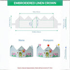 Personalized Christmas Birthday Linen Crown - Embroidered Baby Name First Birthday Hat
