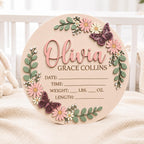 Personalized Floral Birth Stats Sign design detail