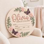 Personalized Floral Birth Stats Sign display detail