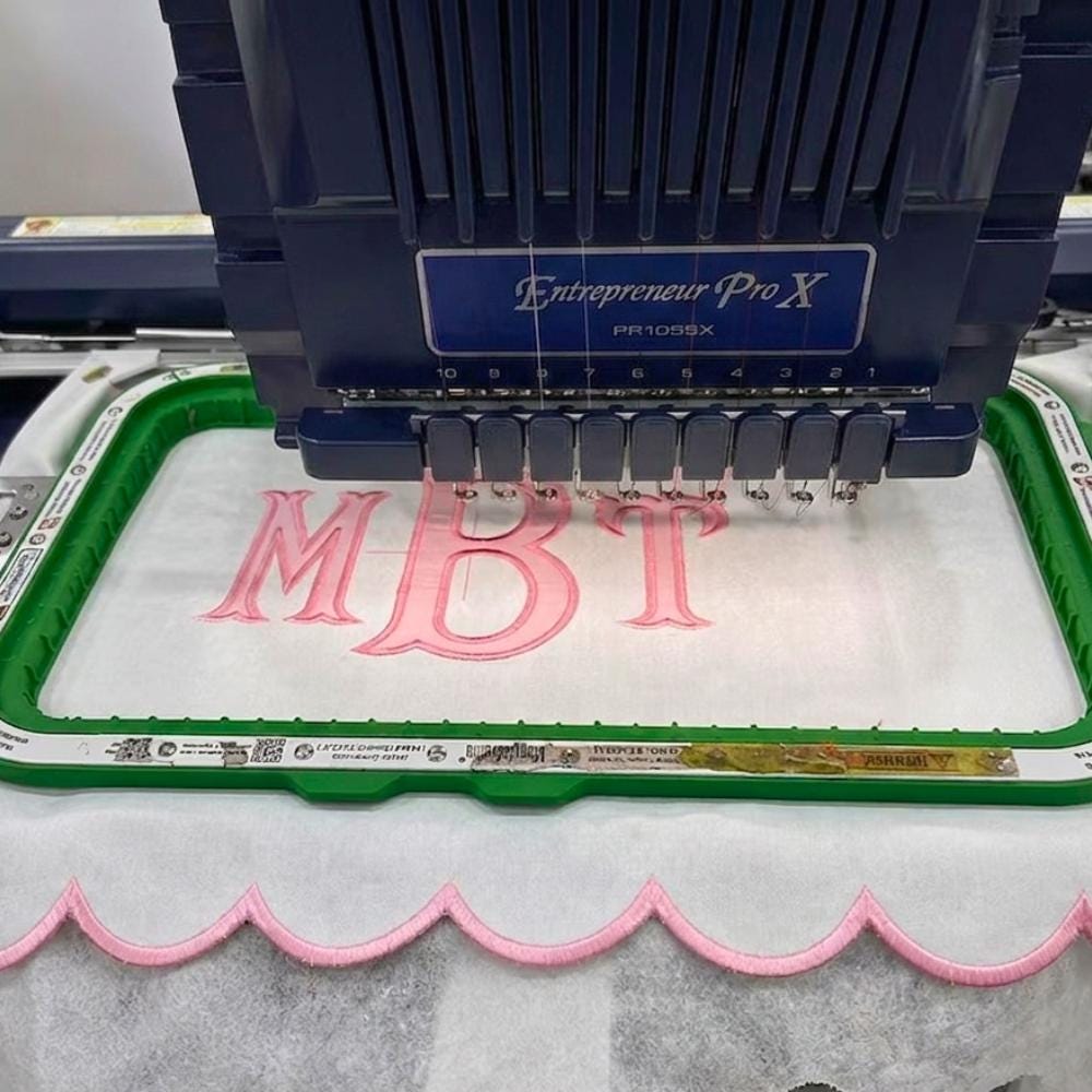 Personalized Scalloped Initial Pillow - Embroidered Home Decor