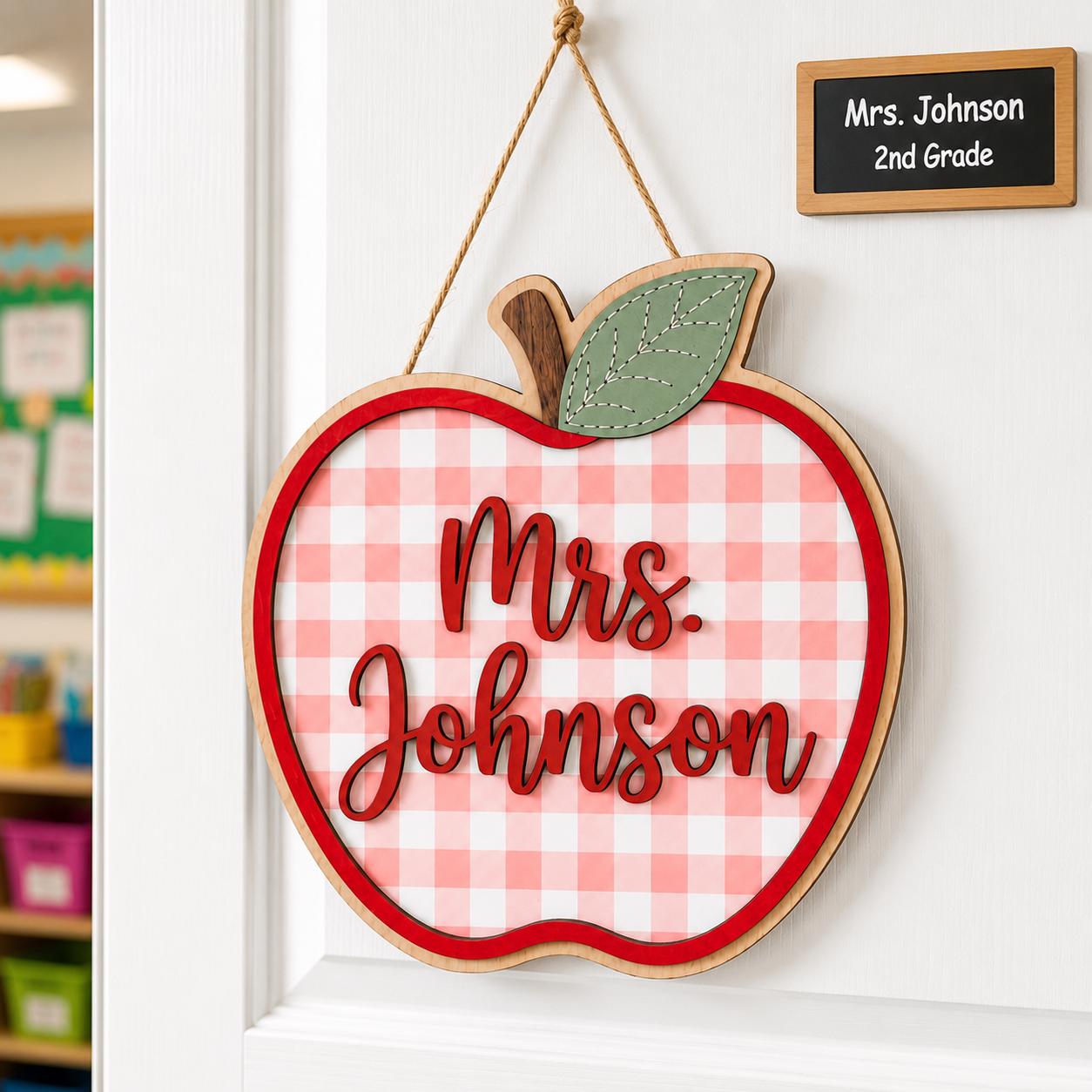 Personalized Apple Teacher Sign detail