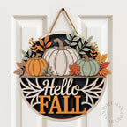 Hello Fall Pumpkin Door Sign for harvest season