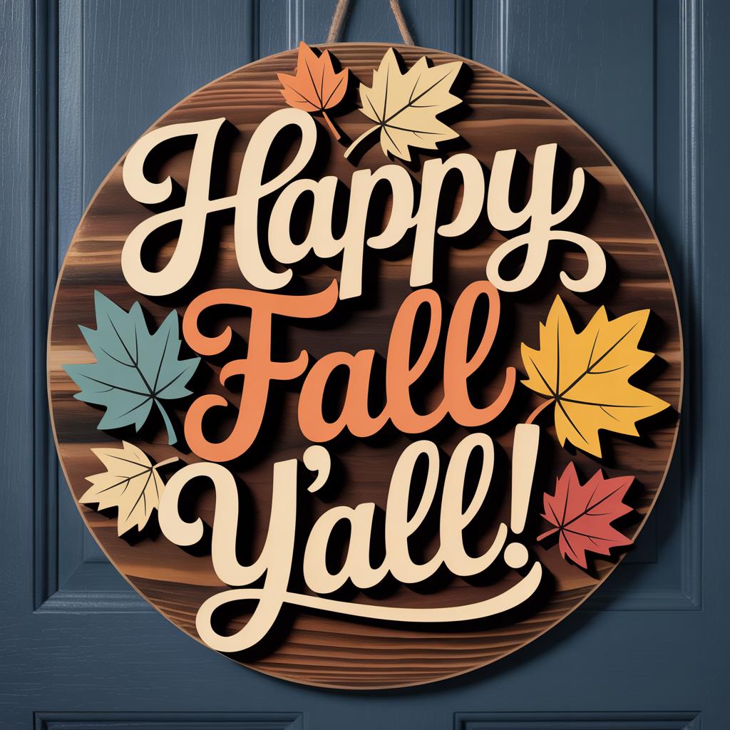 Happy Fall Y'all Door Sign for autumn porch decor