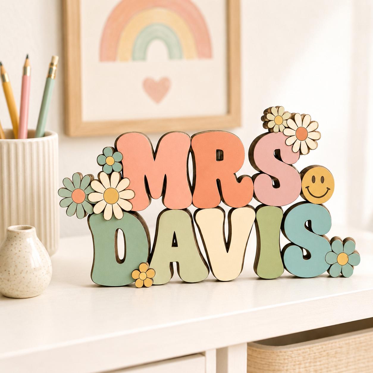 Personalized Teacher Desk Block design detail