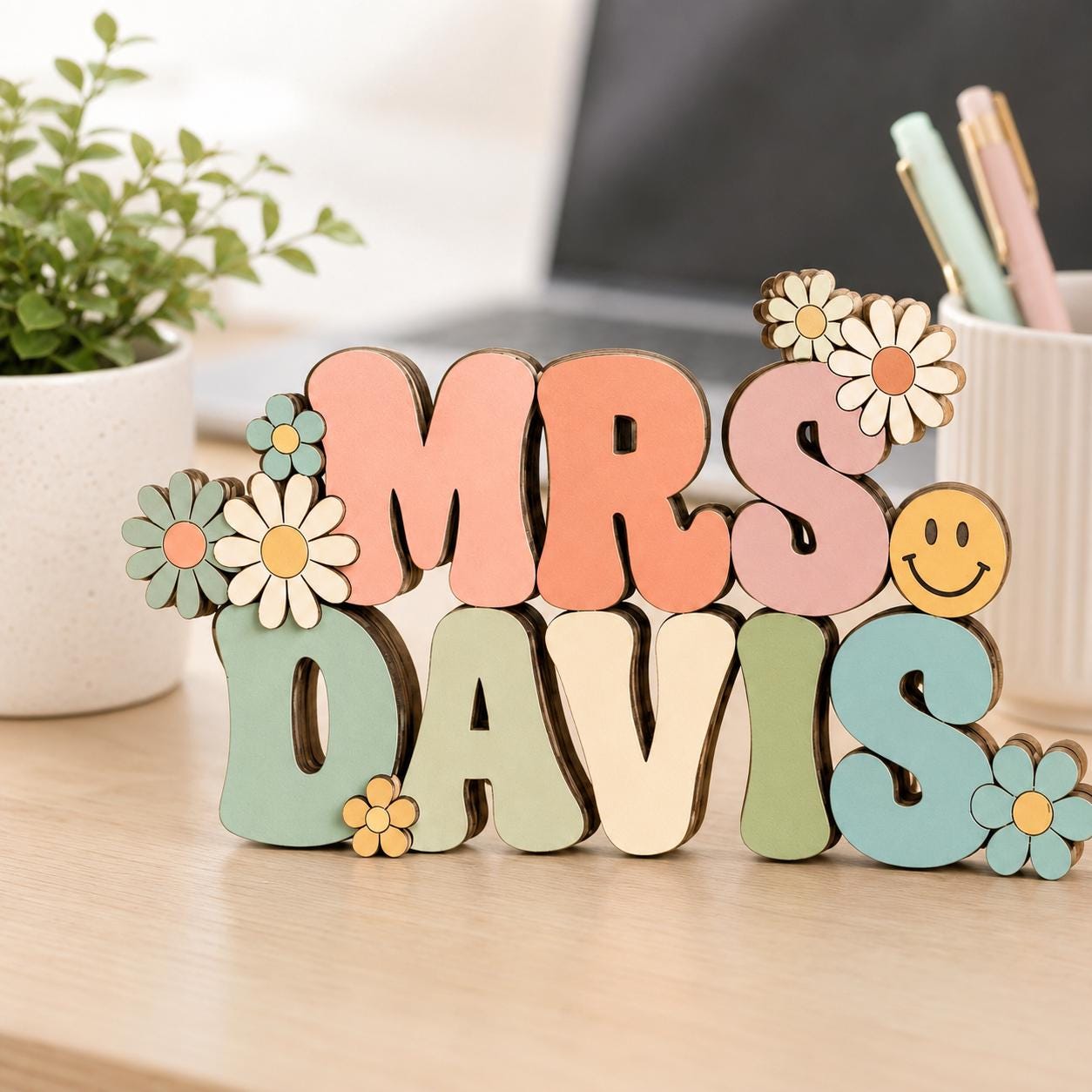 Personalized Teacher Desk Block for classroom shelves
