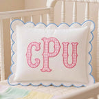 Personalized Scalloped Initial Pillow - Embroidered Home Decor