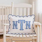 Personalized Scalloped Initial Pillow - Embroidered Home Decor