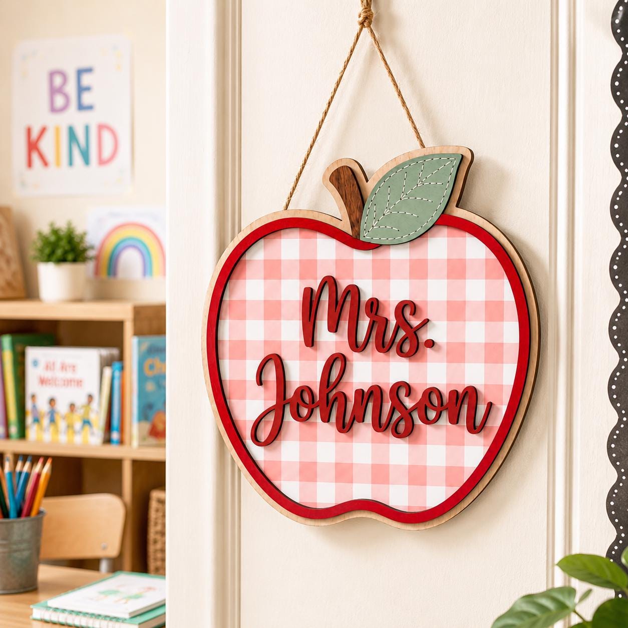 Personalized Apple Teacher Sign for back to school