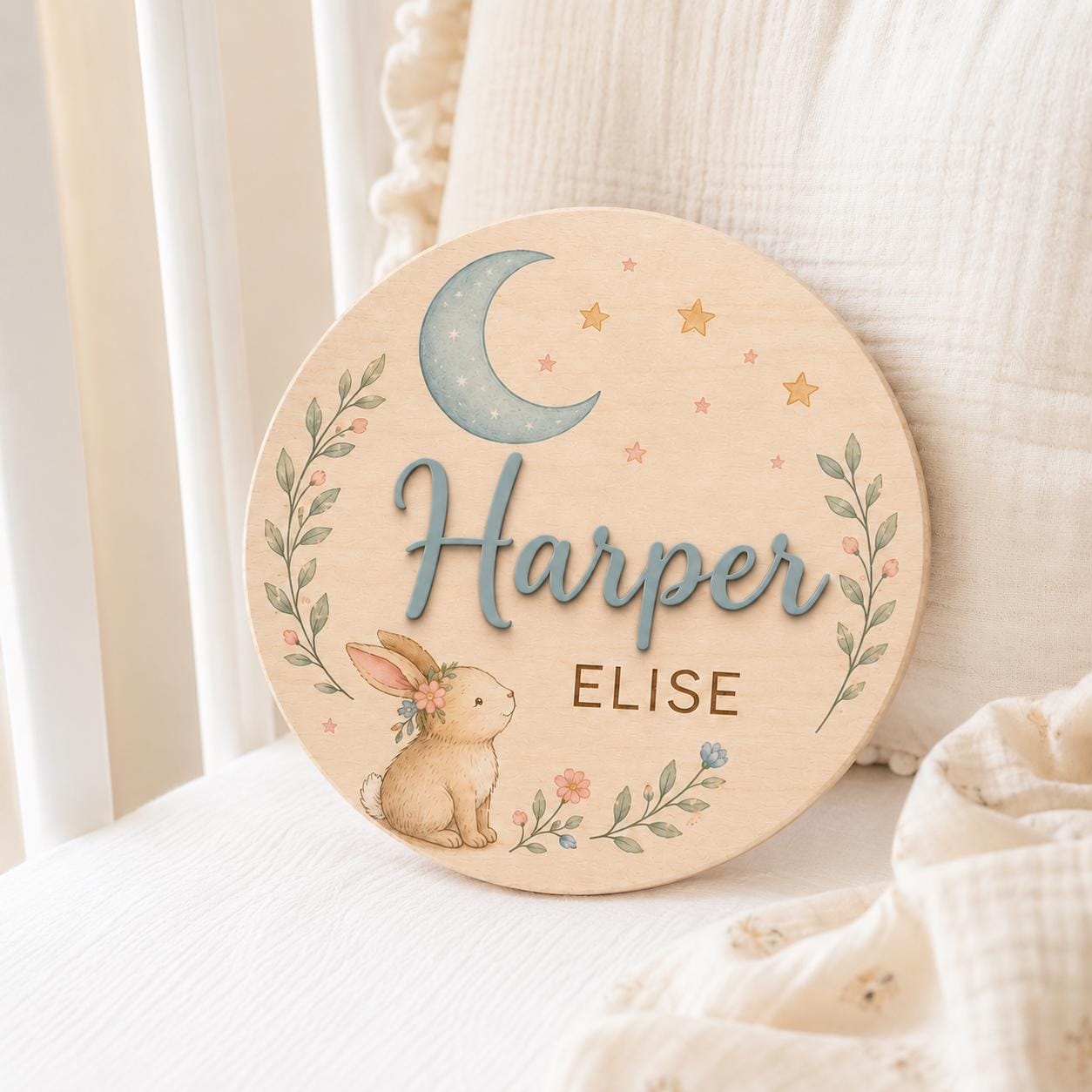 Personalized Bunny Birth Announcement for newborn photos