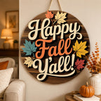 Happy Fall Y'all Door Sign design detail