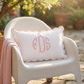 Personalized Classic Monogram Pillow - Scalloped Linen Cushion
