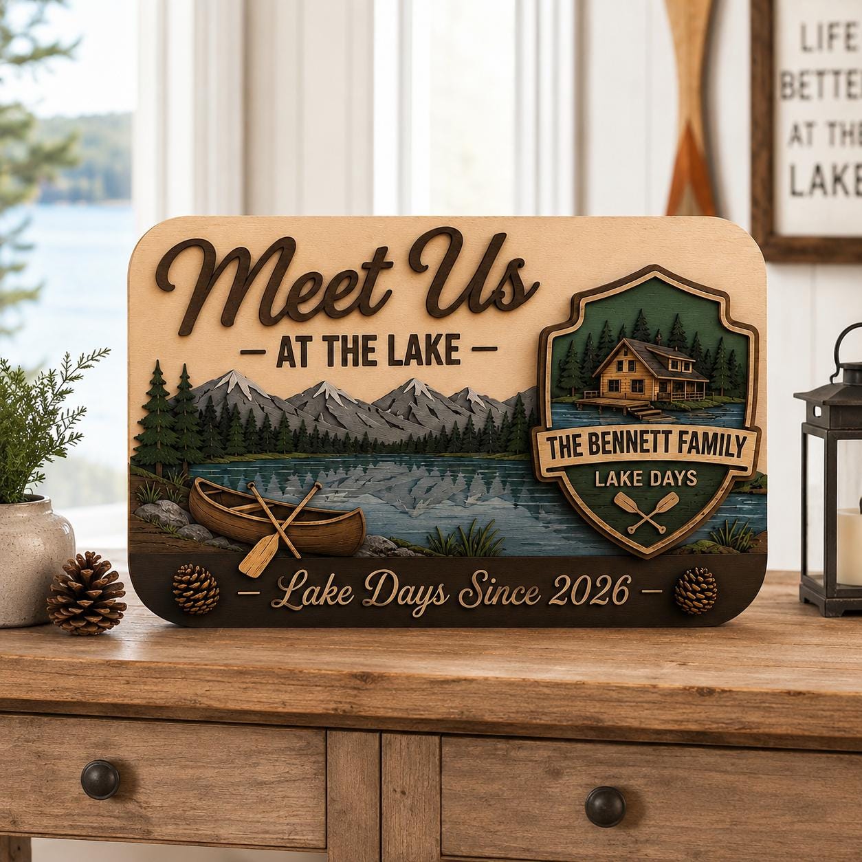 Personalized Lake House Sign for cabin decor