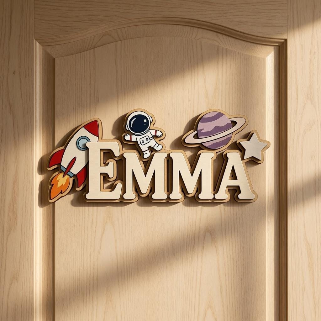 Personalized Space-Themed Baby Name Sign - Wooden Nursery Wall Decor