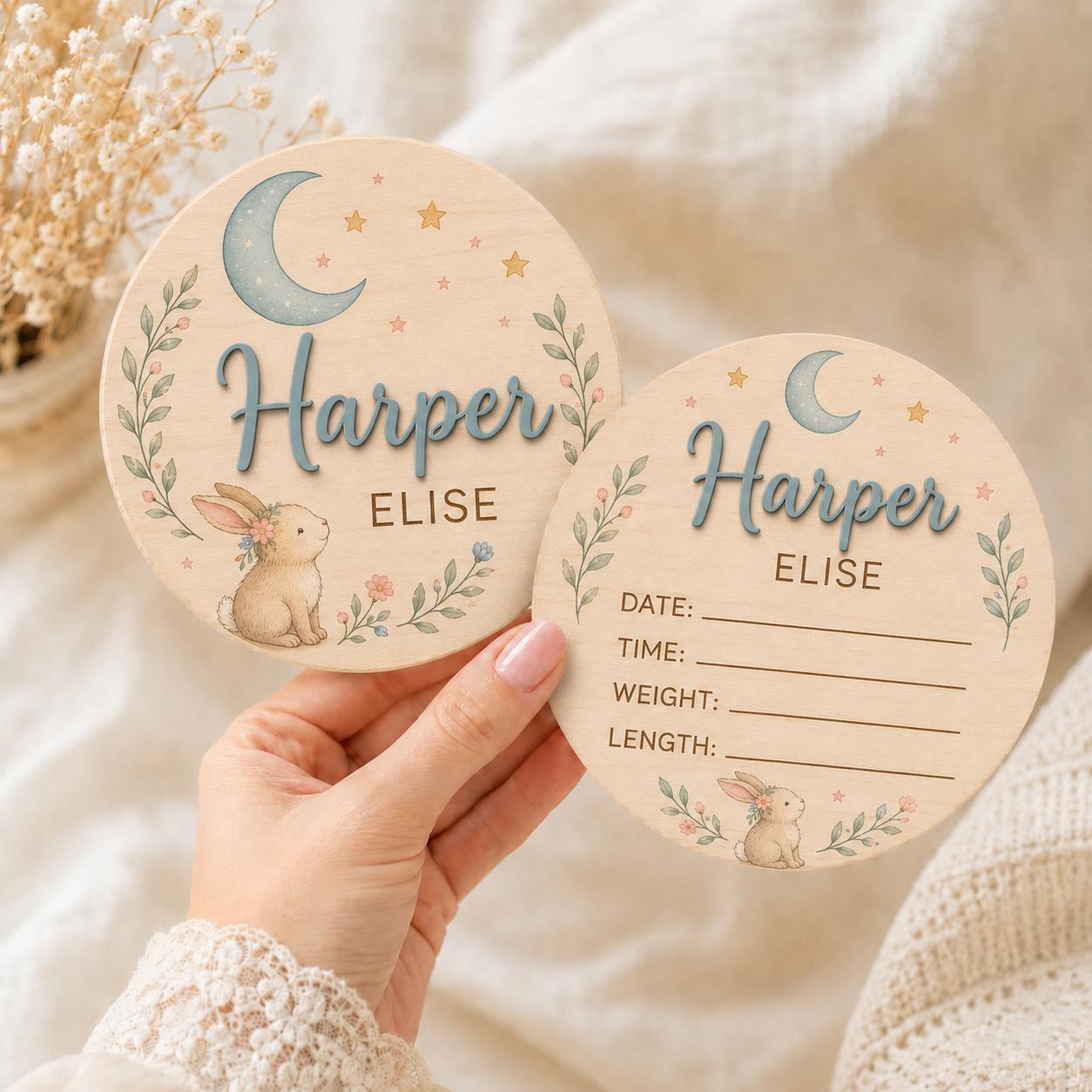 Personalized Bunny Birth Announcement detail