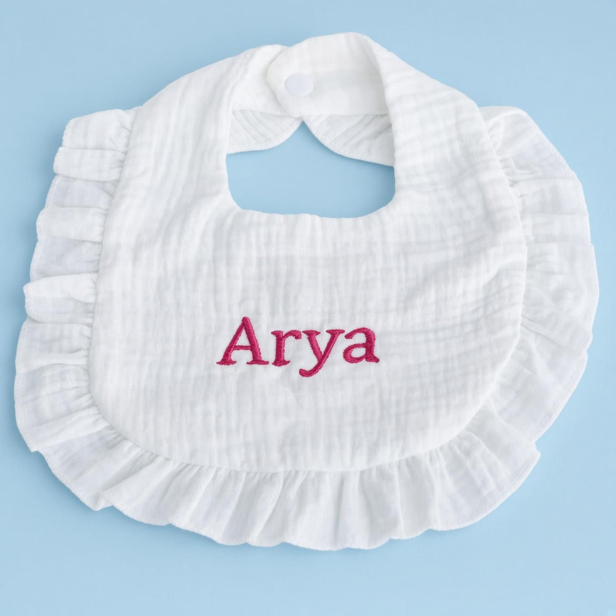 Personalized Cat Embroidered Baby Bib - Custom Muslin Name Bib