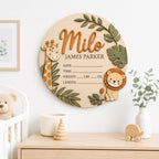 Personalized Safari Birth Stats Sign for newborn photos