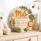 Personalized Safari Birth Stats Sign display detail
