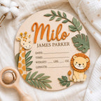Personalized Safari Birth Stats Sign for nursery decor