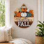 Hello Fall Pumpkin Door Hanger display detail