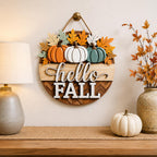Hello Fall Pumpkin Door Hanger for autumn porch decor