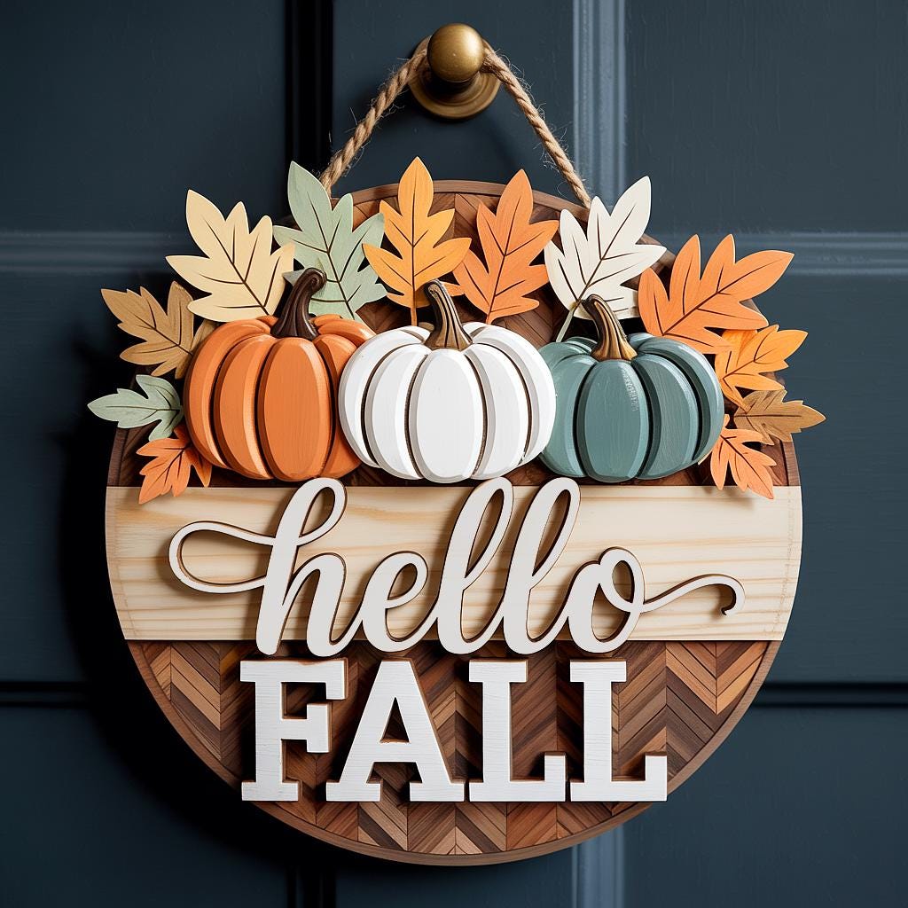 Hello Fall Pumpkin Door Hanger