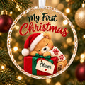 Personalized Sleeping Teddy Bear Baby Christmas Ornament - Custom Name Glass 2026