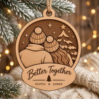 Personalized Better Together Christmas Ornament - Custom Couple Name Layered Wood