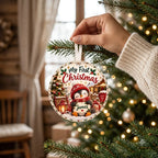 Personalized Penguin Baby First Christmas Ornament - Custom Name Glass Bauble 2026