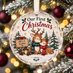 Custom Reindeer Couple Christmas Ornament - Personalized Name Crystal Glass