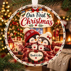 Personalized Penguin Couple Christmas Ornament - Custom Name Glass Tree Bauble 2026