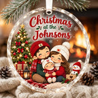 Personalized Family of 3 Christmas Ornament - Custom Family Name Glass Tree Bauble 2026