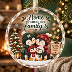 Personalized Penguin Family Christmas Ornament - Custom Name Glass Tree Bauble 2026