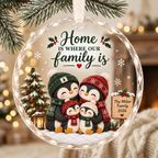 Personalized Penguin Family Christmas Ornament - Custom Name Glass Tree Bauble 2026