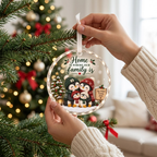 Personalized Penguin Family Christmas Ornament - Custom Name Glass Tree Bauble 2026