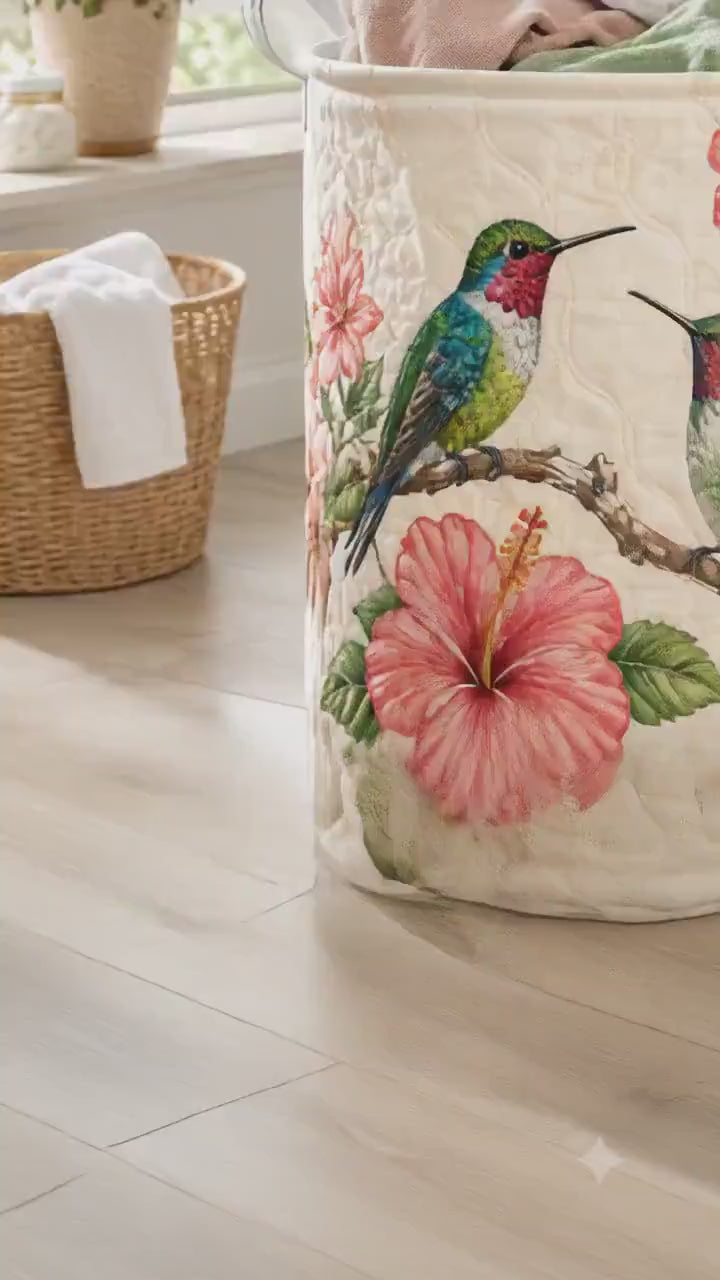 Tree of Life Quilted Laundry Basket