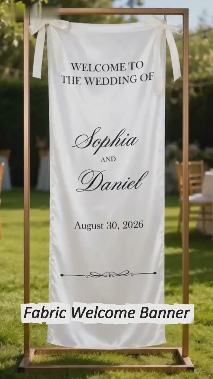 Personalized Wedding Welcome Sign, Custom Photo Banner, Couple Portrait Decor