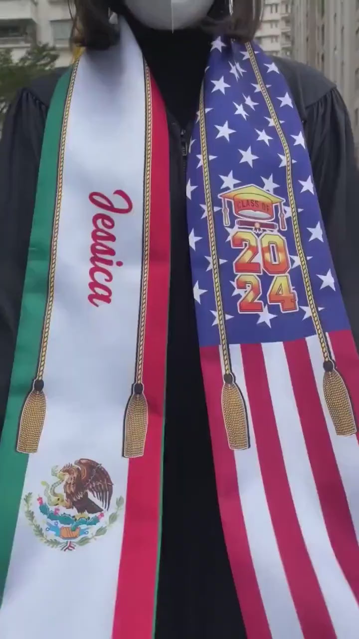 Custom Printed Graduation Stole Class of 2026 - Personalized Graduation Sash with Name & Logo - College High School Graduate Gift