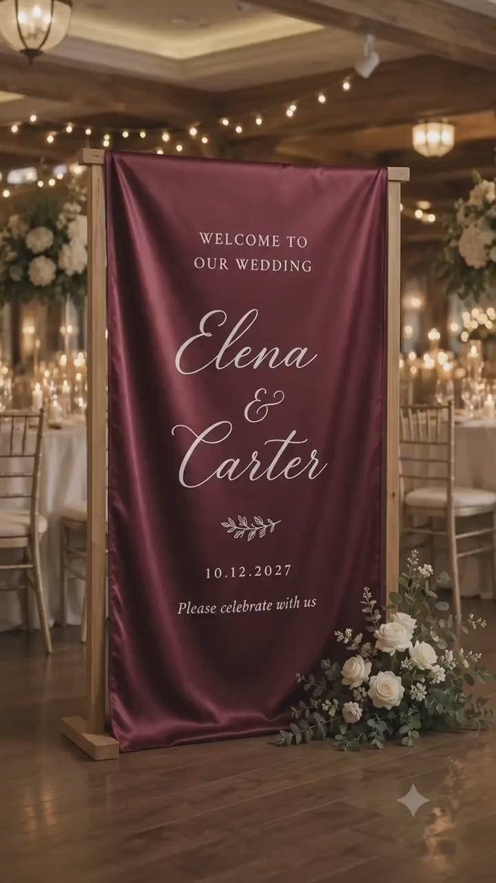 Custom Wedding Welcome Banner - Ivory Silk Ceremony Decor