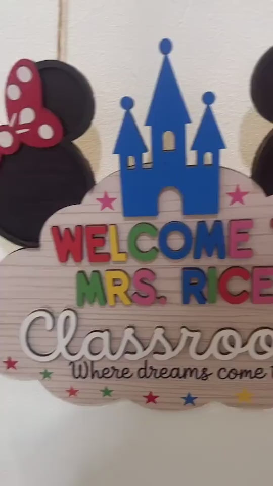 Custom Disney Teacher Welcome 3D Door Sign, Disney Class Wall Decor, Disney Teacher Gift, Teacher Appreciation, Where The Dream Come True