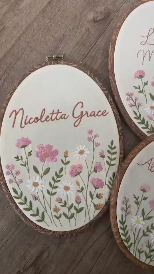 Personalized Birth Stats Embroidery Hoop - Teddy Bear