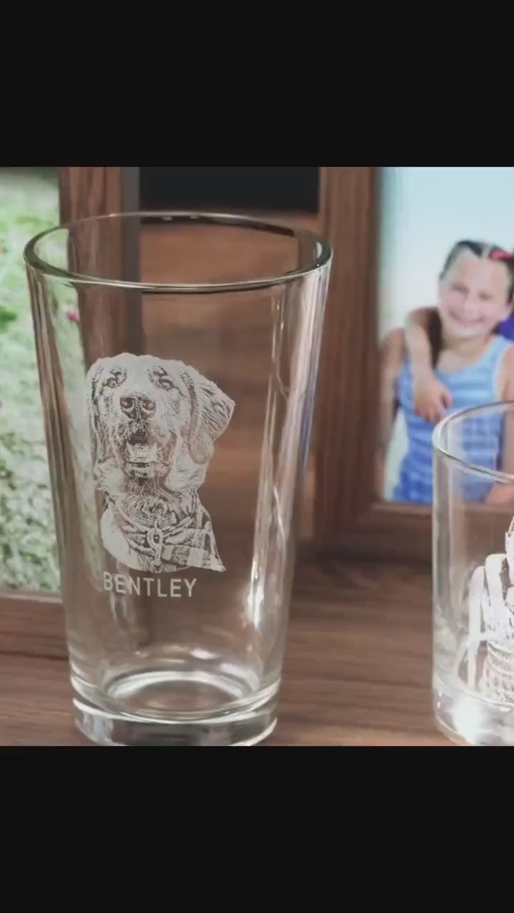 Custom Photo Whiskey & Beer Pint Glass, Personalized Portrait Gift for Dad, Grandpa New Dad,Unique Gift for Him,Portrait Photo Grandpa Glass