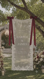 Personalized Lace Wedding Welcome Sign, Custom Fabric Ceremony Banner, Bridal Shower Reception Decor, Romantic Wedding Sign