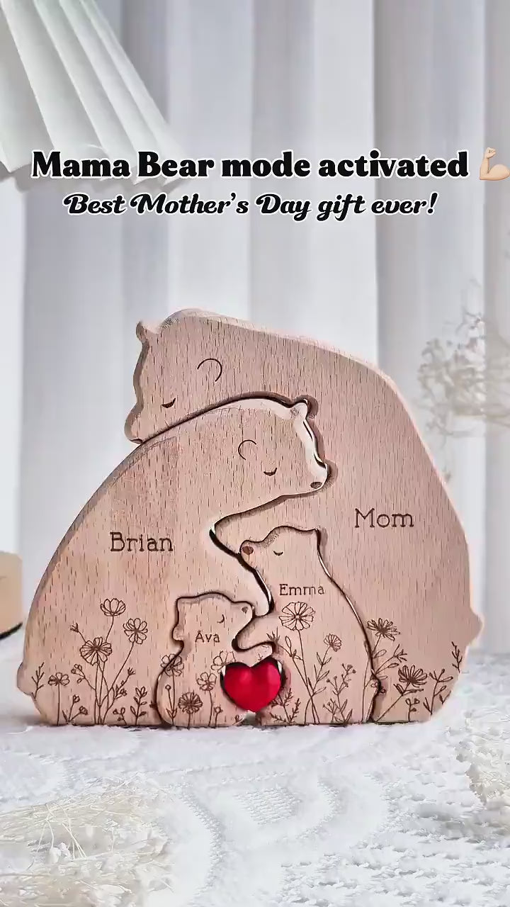 Personalized Bear Family Puzzle - Wooden Home Keepsake