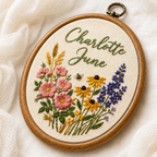 Personalized Wildflower Embroidery Hoop, Custom Baby Name Nursery Decor, Floral Birth Announcement Sign, Baby Shower Gift