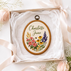 Personalized Wildflower Embroidery Hoop, Custom Baby Name Nursery Decor, Floral Birth Announcement Sign, Baby Shower Gift