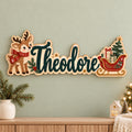 Personalized Reindeer & Sleigh Wooden Name Door Sign 2026 - Custom Name 3D Layered Christmas Decor